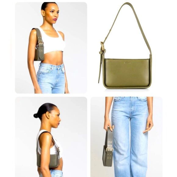 MAX+min Handbags - MAX+min The Brooklyn Leather Shoulder Bag Olive